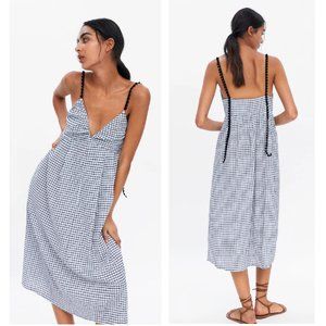 ZARA Windowpane Check Midi Dress